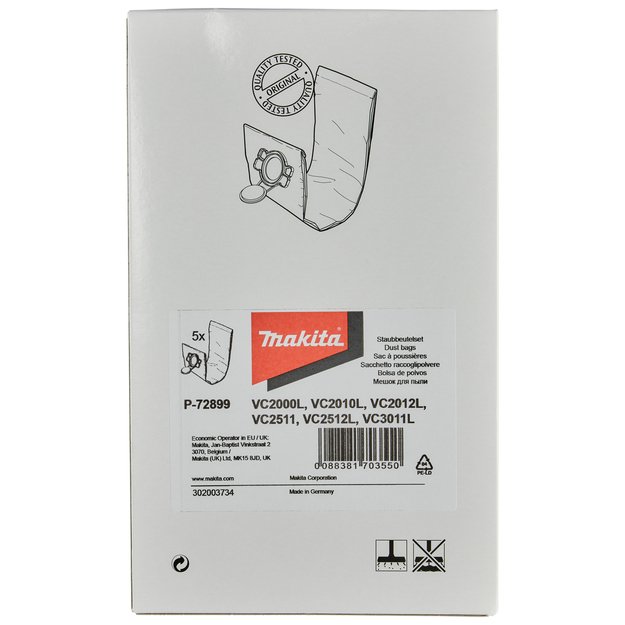 Makita Dulkių maišai (5Vnt.) VC2512L, VC2012L, VC3011L P-72899
