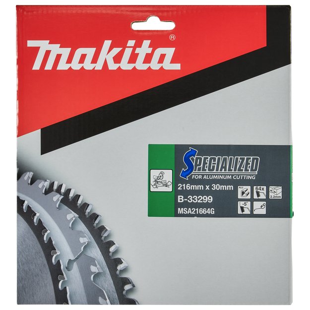 Makita  pjūklas aliuminiui SPECIALIZED 216X2.2X30mm -5° T64 B-33299 1