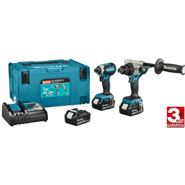 Makita DLX2550TJ (DDF492+DTD153) Akumuliatorinių įrankių komplektas 18V 3x5,0Ah
