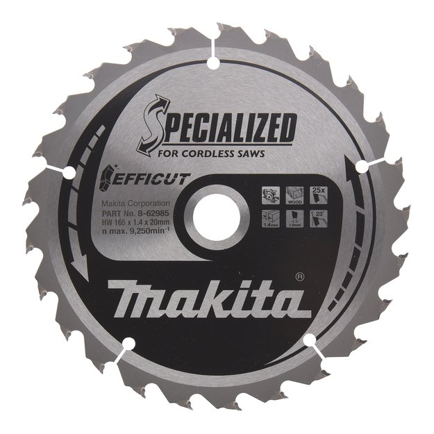 Makita T.C.T. pjūklas EFFICUT 165X1.4X20mm 23° T25 B-62985