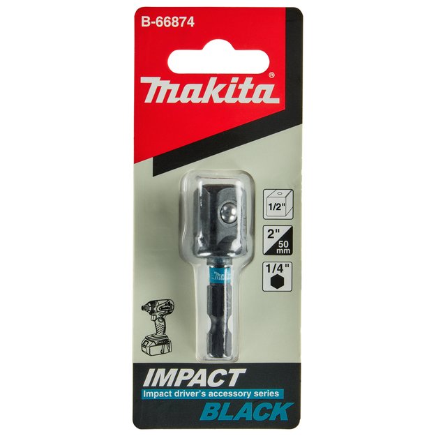 Makita adapteris 1/4"-1/2" x 50MM smūginiams suktuvams IMPACT BLACK B-66874