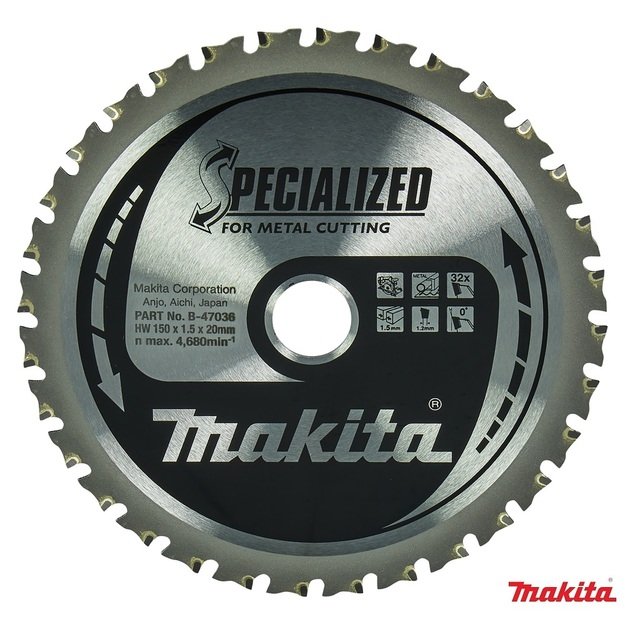Makita B-47036 TCT, 150 x 20 mm, 32 dantys,metalui
