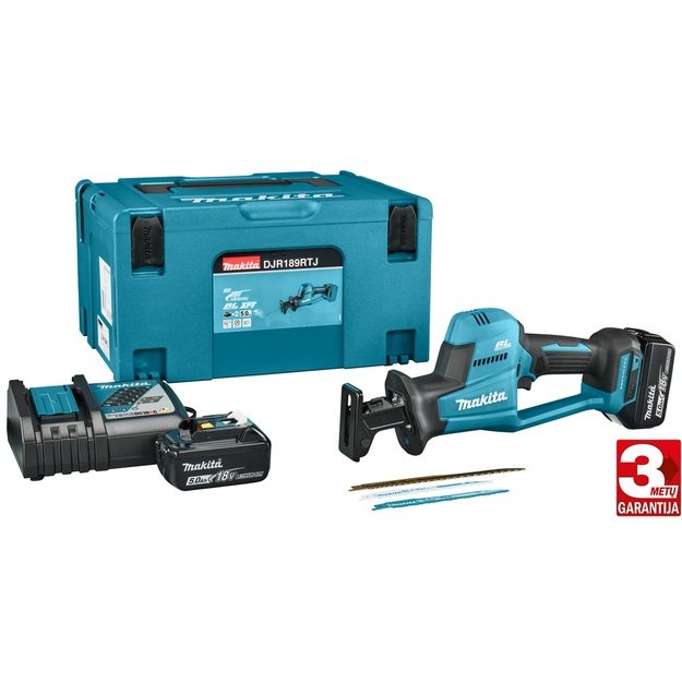 Makita DJR189ZRTJ Akumuliatorinis tiesinis pjūklas 18V 2x5.0Ah