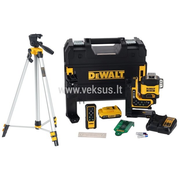 DeWALT DCLE34035D1 kryžminių linijų lazeris su DE0881T trikojiniu stovu
