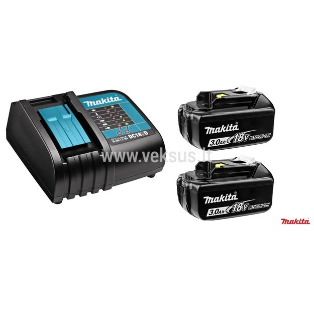 Makita Akumuliatoriu 3,0Ah ir įkroviklio komplektas (18V 2x3.0Ah+DC18SD)