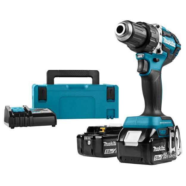 Makita DDF484RTJ  bešepetėlinis  akumuliatorinis suktuvas-gręžtuvas su 18 V2x5.0 Ah Li-Ion.