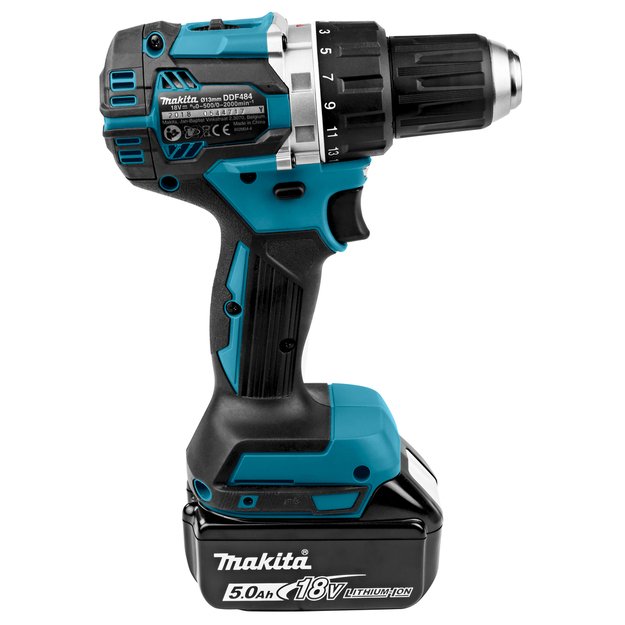 Makita DDF484RTJ  bešepetėlinis  akumuliatorinis suktuvas-gręžtuvas su 18 V2x5.0 Ah Li-Ion.