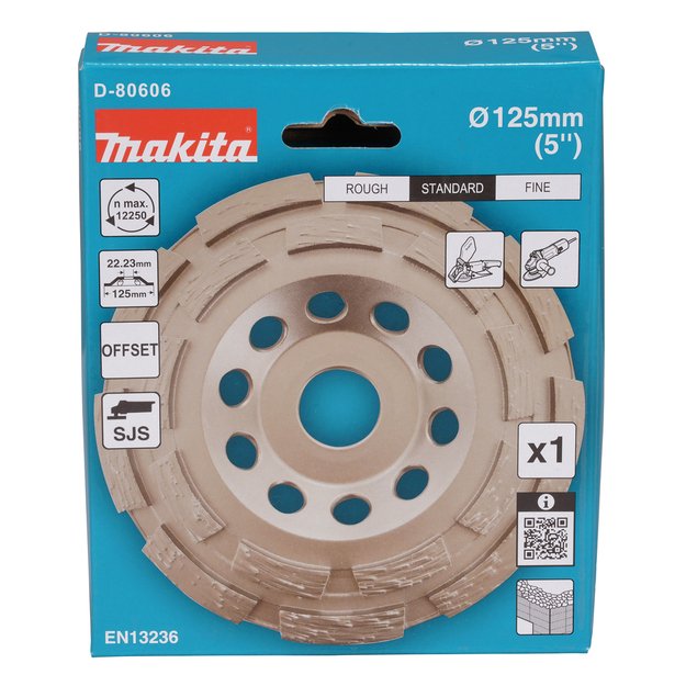 Makita DEIMANTINIS ŠLIFAVIMO DISKAS BETONUI, dvigubo segmento, 125mmx22,23mm D-80606