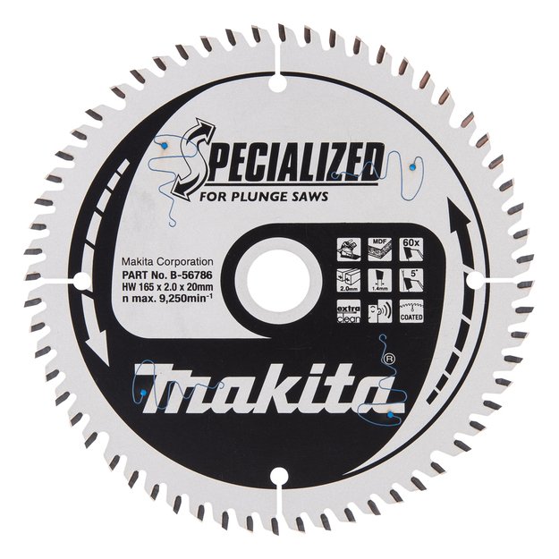 Makita T.C.T. pjūklas SPECIALIZED 165X2X20mm 5° T60 B-56786