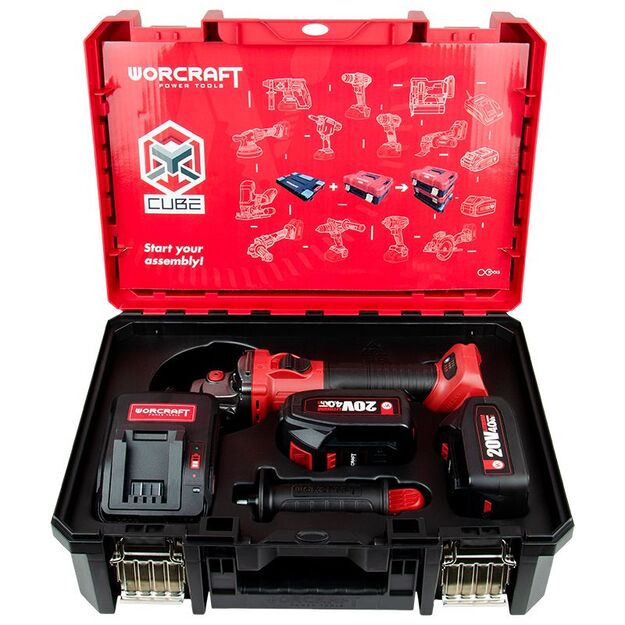 Worcraft Akumuliatorinis šlifuoklis kampinis 125mm 20V LI-ION 2x4,0Ah