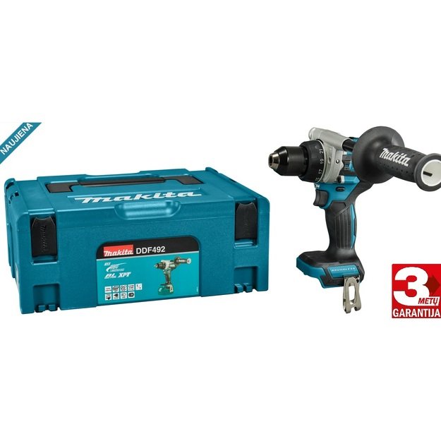 Makita DDF492ZJ Akumuliatorinis gręžtuvas 141Nm su lagaminu (18V be akumuliatorių ir kroviklio)