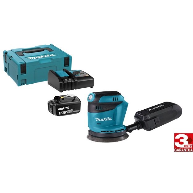 Makita DBO180RTJ1 Akum. ekscentrinis šlifuoklis 18V 1x5,0Ah
