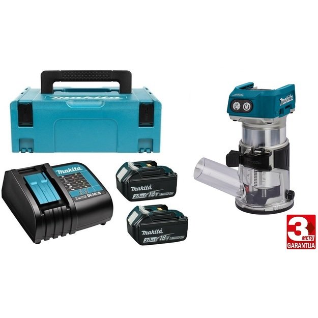 Makita DRT50SFJ akumuliatorinis frezeris 18V 2x3,0Ah