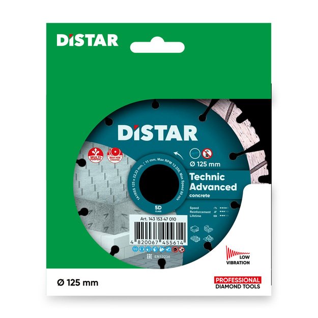 DISTAR 125MM TECHNIK ADVANCED Deimantinis diskas armuotam betonui 1