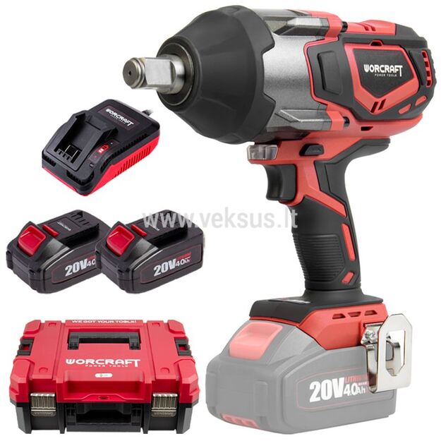 Worcraft Akumuliatorinis smūginis veržliasukis 3/4'' 1800nm 20V 2x4.0Ah