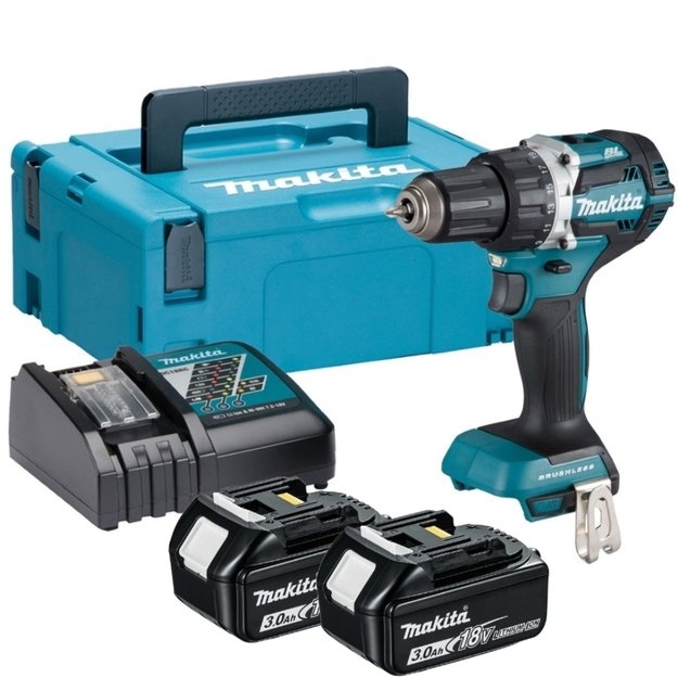 Makita DDF484RFJ bešepetėlinis akumuliatorinis suktuvas-gręžtuvas su 18V 2x3.0 Ah Li-Ion.