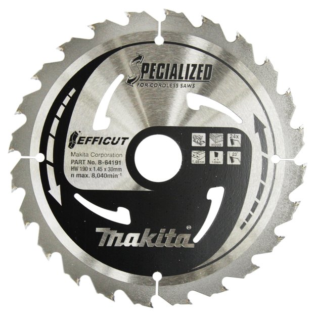 Makita T.C.T. pjūklas EFFICUT 190X1.45X30mm 23° T24 B-64191