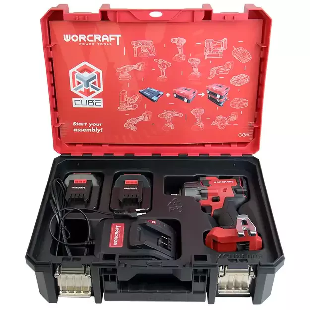 Worcraft akumuliatorinis smūginis veržliasukis 1/2'' 850Nm 20V LI-ION 2x4,0AH