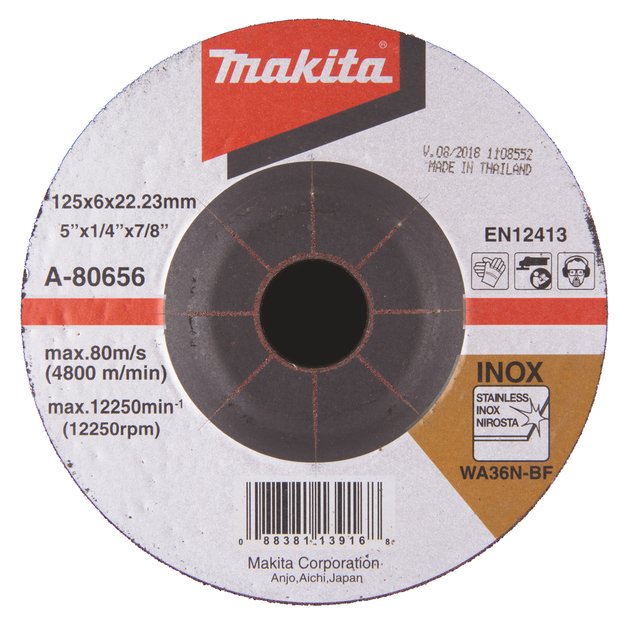Makita Šlifavimo diskas 125X6 RST (INOX) A-80656