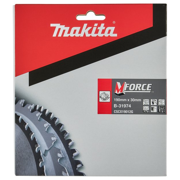 Makita T.C.T. pjūklas M-FORCE 190X2X30mm 15° T12 B-31974 1
