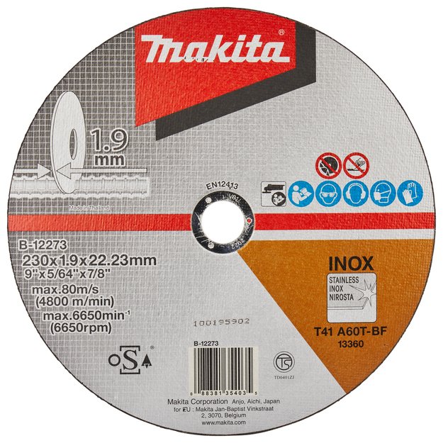 Makita pjovimo diskas 230 x1,9 MM RST/ Metalui B-12273