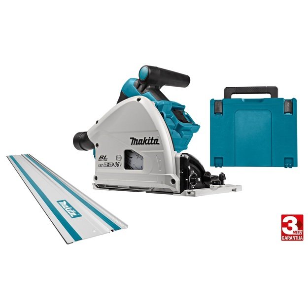 Makita DSP600ZJ + 199141-8 Akumuliatorinis diskinis pjūklas (2x18V Li-ion Be akumuliatorių ir kroviklio)