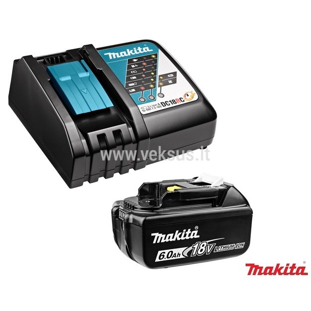 Makita BL1860B 6,0Ah Akumuliatorius 18V,  ir greito krovimo kroviklis DC18RC (BL1860B + DC18RC)