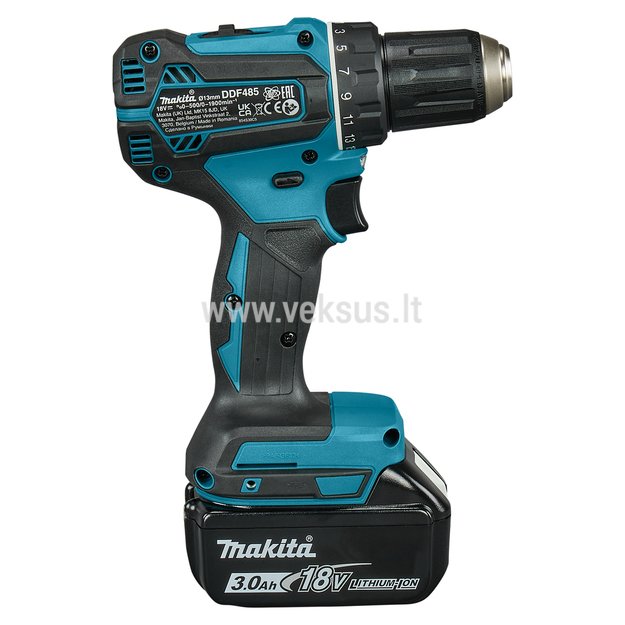 Makita DDF485SF1J bešepetėlinis akumuliatorinis suktuvas-gręžtuvas 18V 1x3,0Ah 2