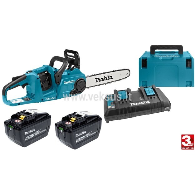 Makita DUC353Z + BL18120 Akumuliatorinis grandininis pjūklas 18V 2x12.0Ah
