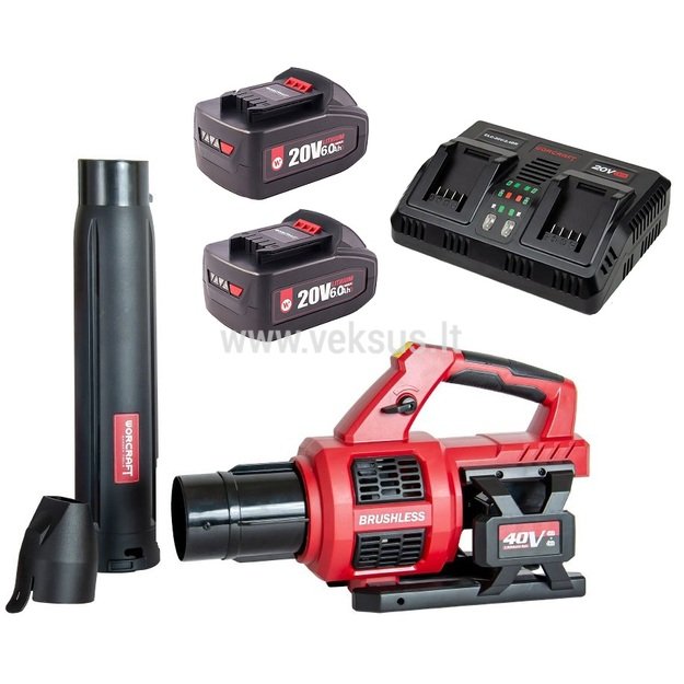 WORCRAFT Akumuliatorinis lapų pūstuvas 40V (20V+20V) 2x6.0Ah