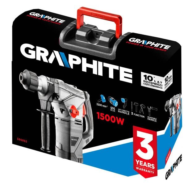 Graphite Perforatorius SDS 1500W smūgio jėga 4,5 J 58G862
