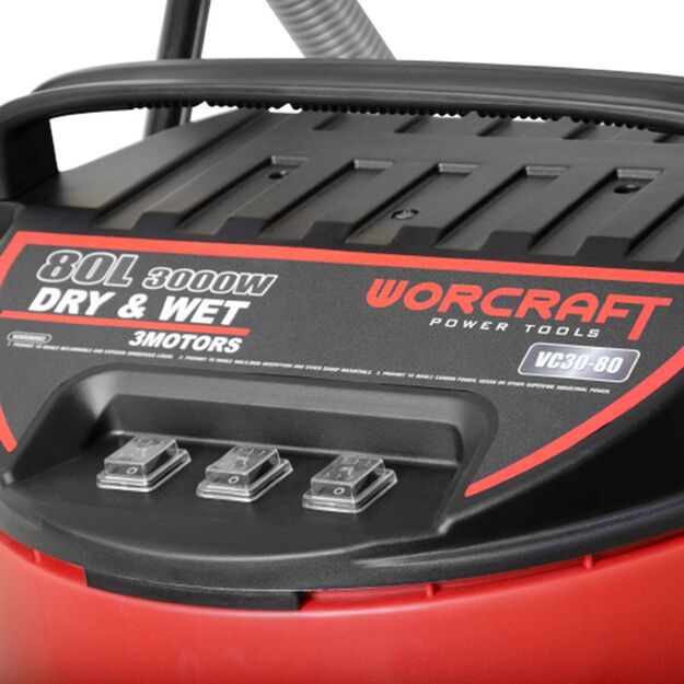Worcraft Dulkių siurblys 80l 3000W 1
