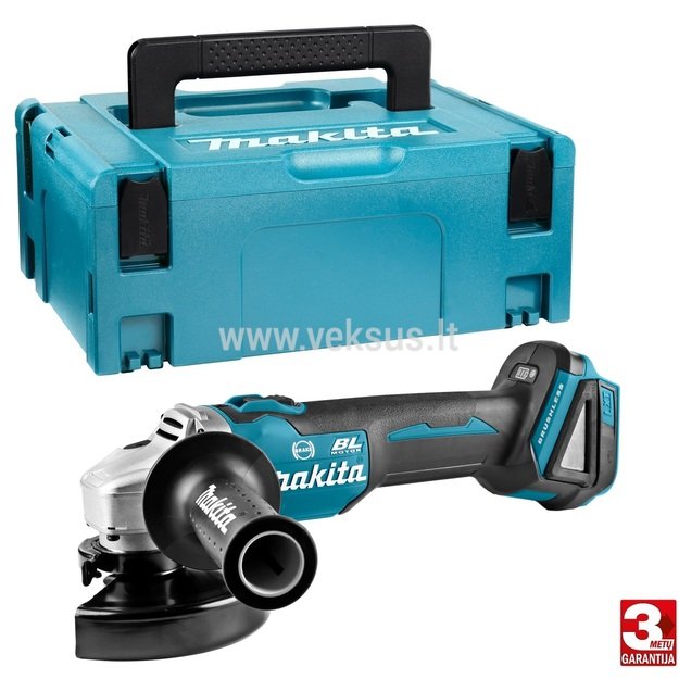 Makita DGA506ZJ Akumuliatorinis kampinis šlifuoklis + lagaminas (18V LI-ION BE AKUMULIATORIŲ IR KROVIKLIO)