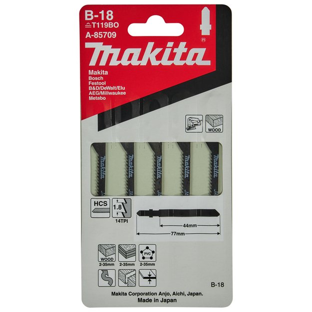 Makita siaurapjūklio pjūkleliai B-18 (T119BO) 45MM 5 vnt. A-85709