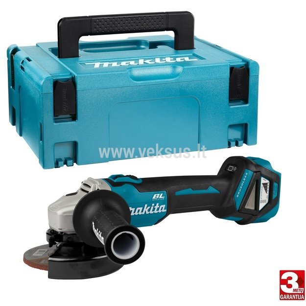 Makita DGA511ZJ Akumuliatorinis kampinis šlifuoklis + lagaminas (18V be akumuliatorių ir kroviklio)