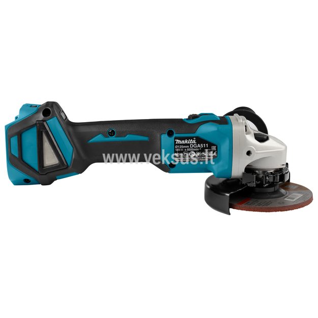 Makita DGA511ZJ Akumuliatorinis kampinis šlifuoklis + lagaminas (18V be akumuliatorių ir kroviklio) 2