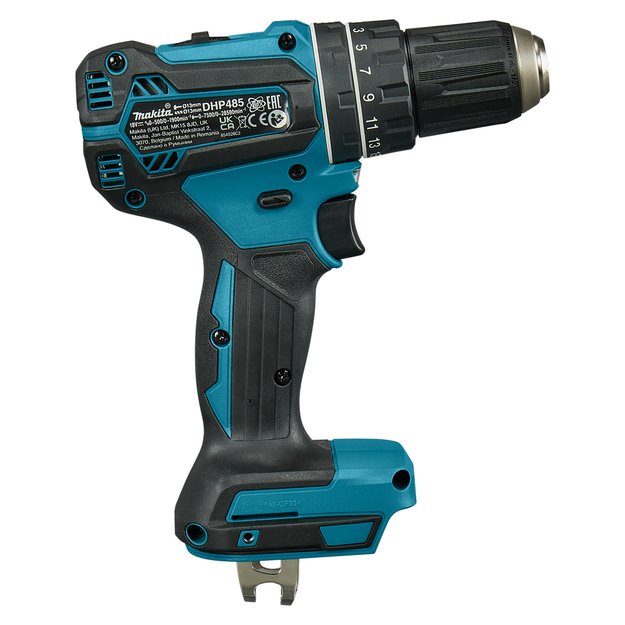 Makita DHP485Z bešepetėlinis akumuliatorinis smūginis gręžtuvas (18V LI-ION BE AKUMULIATORIŲ IR KROVIKLIO) 1
