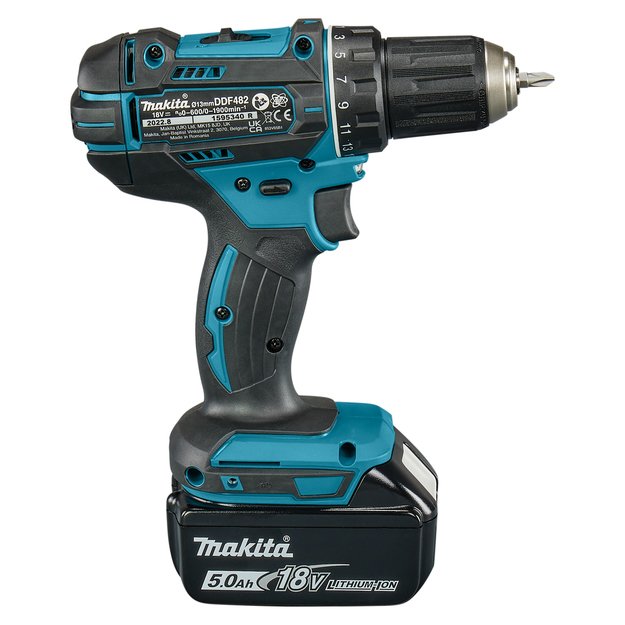 Makita DDF482RTJ gręžtuvas - suktuvas su 18 V Li-Ion. 2 x 5 Ah 