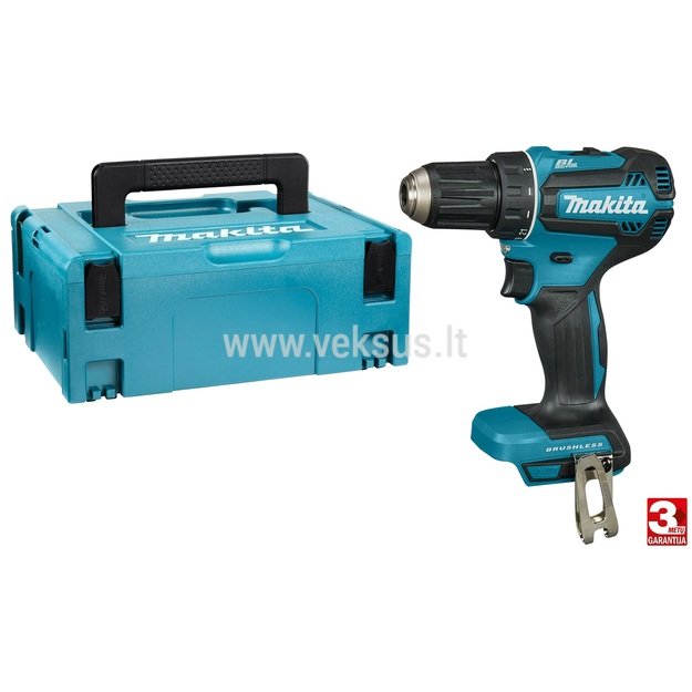 Makita DDF485ZJ bešepetėlinis akumuliatorinis suktuvas-gręžtuvas su makpac (18V be akumuliatorių ir kroviklio)