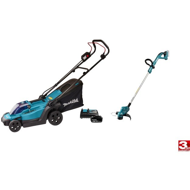 Makita DLM330RT+DUR193Z Akumuliatorinė vejapjovė su trimeriu 18V 