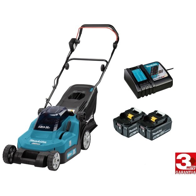 Makita DLM382RTE Akumuliatorinė vejapjovė 2x18 V su 2x5.0 Ah