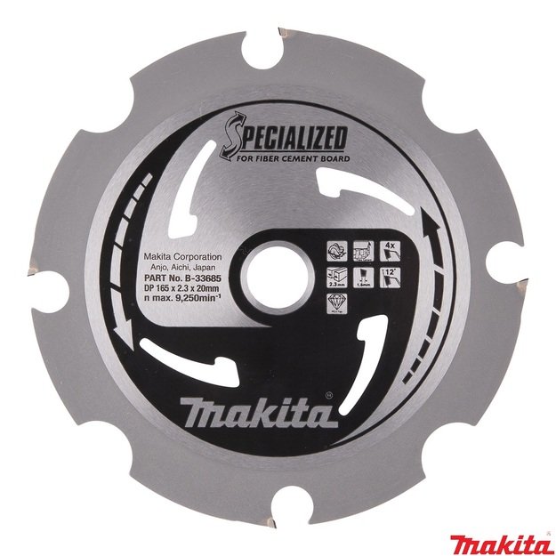 Makita T.C.T. pjūklas Fibrocemento plokštėms 165X2.3X20mm 12° T4 B-33685
