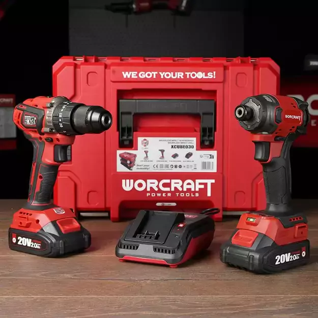 Worcraft Akumuliatorinio suktuvo-gręžtuvo ir smūginio suktuvo rinkinys 20V 2x4,0Ah 4