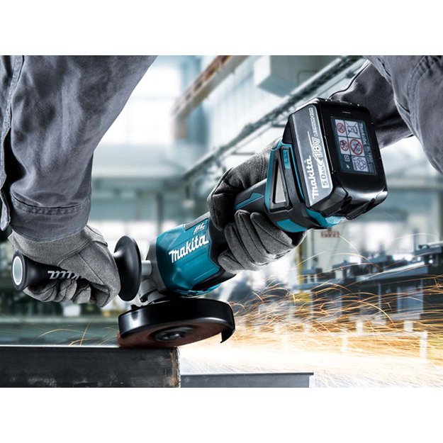 Makita DGA508Z Akumuliatorinis kampinis šlifuoklis (18V LI-ION BE AKUMULIATORIŲ IR KROVIKLIO)