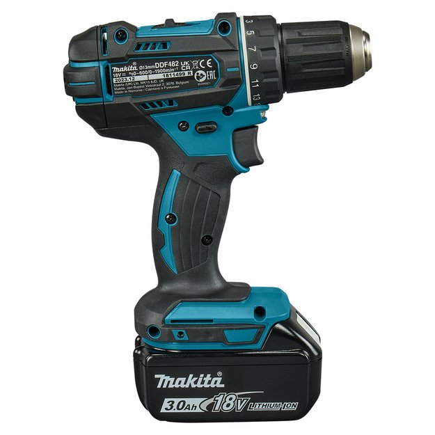 Makita DDF482RFJ gręžtuvas - suktuvas su 18 V Li-Ion. 2 x 3 Ah