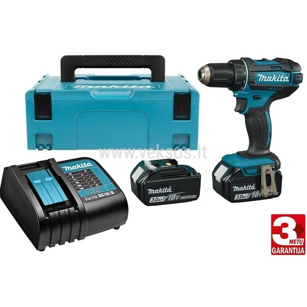 Makita DDF482SFJ gręžtuvas - suktuvas su 18 V Li-Ion. 2 x 3 Ah