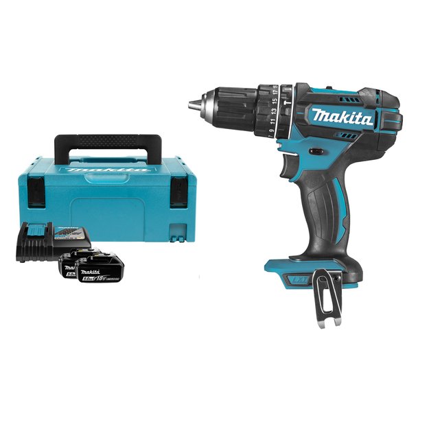 Makita DHP482RTJ Akumuliatorinis smūginis gręžtuvas su 18V 2x5.0Ah