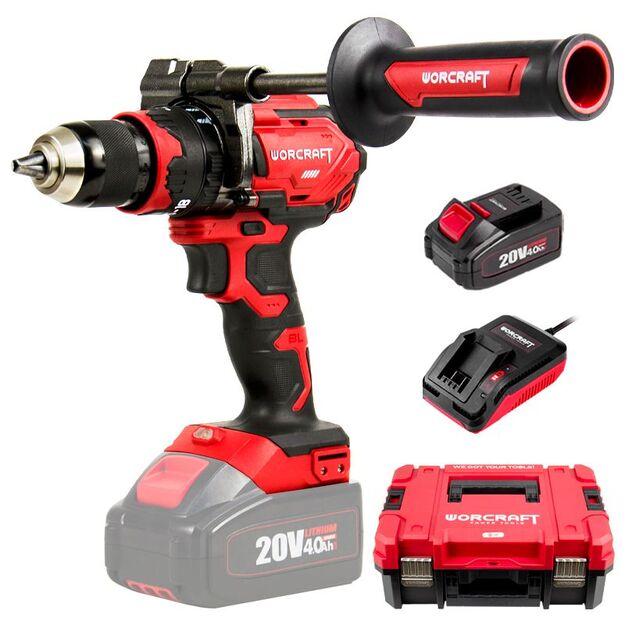 Worcraft Akumuliatorinis suktuvas-gręžtuvas su kalimu 20V LI-ION 1x4.0Ah