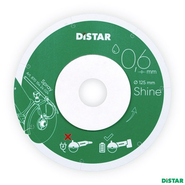 Distar Shine deimantinis diskas plytelėm 0,6mm švaraus pjovimo 125x0,6x6x22,23