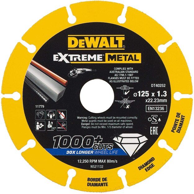 DeWalt Deimantinis pjovimo diskas DT40252-QZ, 125 x 1,3 x 22,23 mm